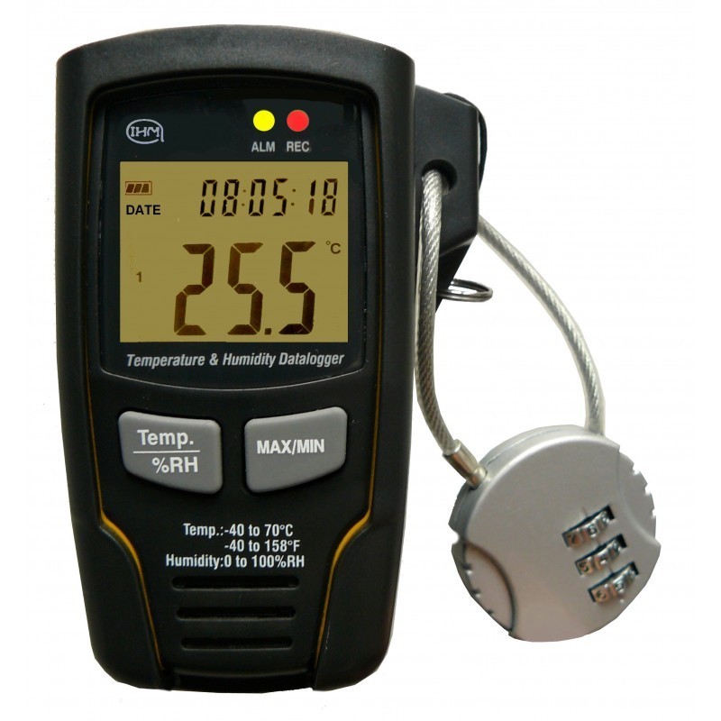 Enregistreur Thermomètre/Hygromètre Ambiant avec LCD, Alarme LED et USB