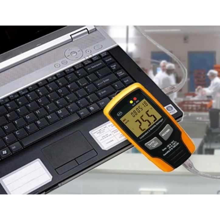 Enregistreur Thermomètre/Hygromètre Ambiant avec LCD, Alarme LED et USB Enregistreur Thermomètre/Hygromètre Ambiant avec LCD, Alarme LED et USB