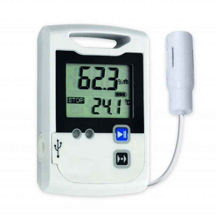 Enregistreur Thermomètre/Hygromètre avec Sonde Ambiante Déportée et Thermomètre Filaire NTC, Export USB CSV Enregistreur Thermomètre/Hygromètre avec Sonde Ambiante Déportée et Thermomètre Filaire NTC, Export USB CSV