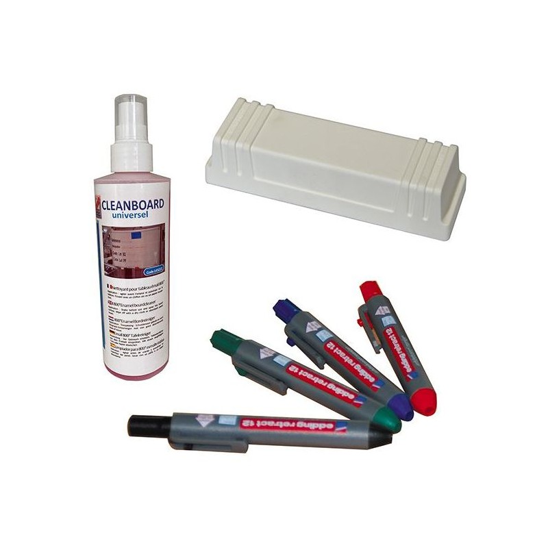 Kit de management visuel - 4 feutres, 1 brosse et 1 nettoyant