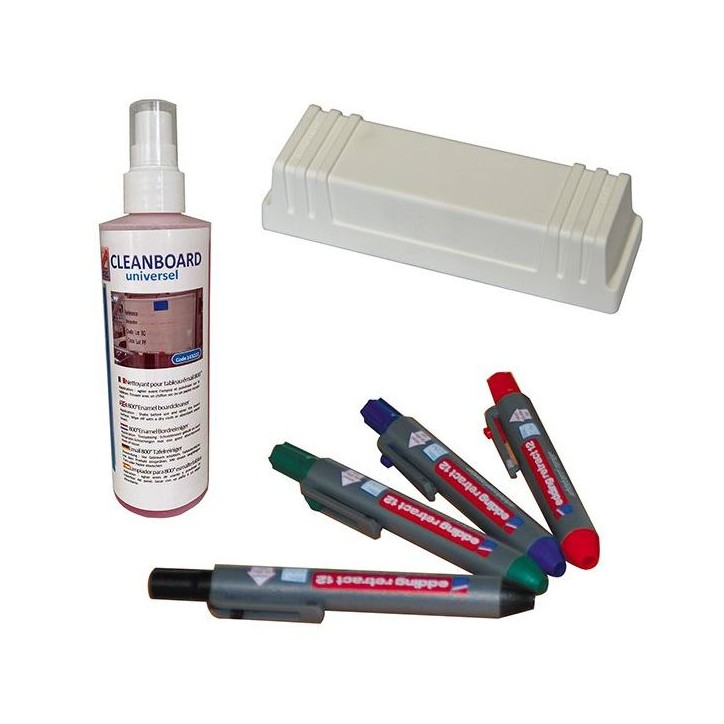 Kit de management visuel - 4 feutres, 1 brosse et 1 nettoyant