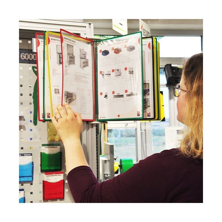 Docaflex mural A4 verticale avec 5 pochettes assorties à pivots avec 4 butées Docaflex mural A4 verticale avec 5 pochettes assorties à pivots avec 4 butées