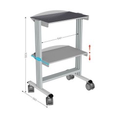 Servante mobile 2 niveaux avec revêtement caoutchouc – L 740 x P 560 x H 1035 mm