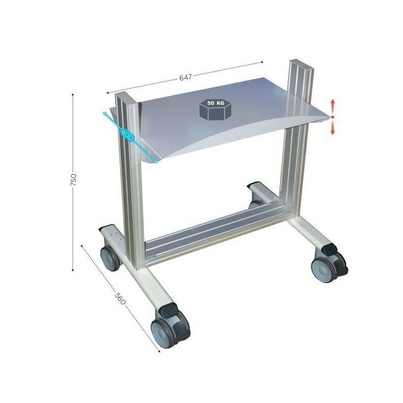 LEANPOST 100 porte bacs l 740 x P 560 x H 750 mm de 1 niveaux sur roulettes LEANPOST 100 porte bacs l 740 x P 560 x H 750 mm de 1 niveaux sur roulettes