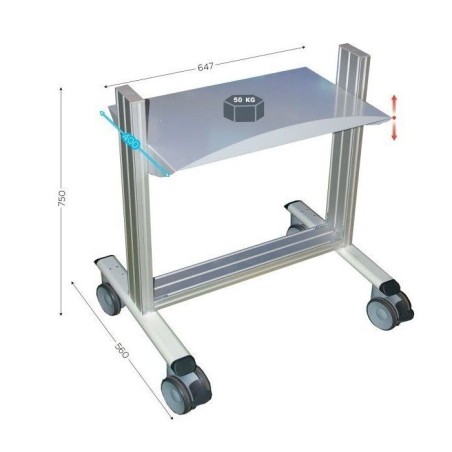 LEANPOST 100 – Porte-bacs 1 niveau sur roulettes L 740 x P 560 x H 750 mm
