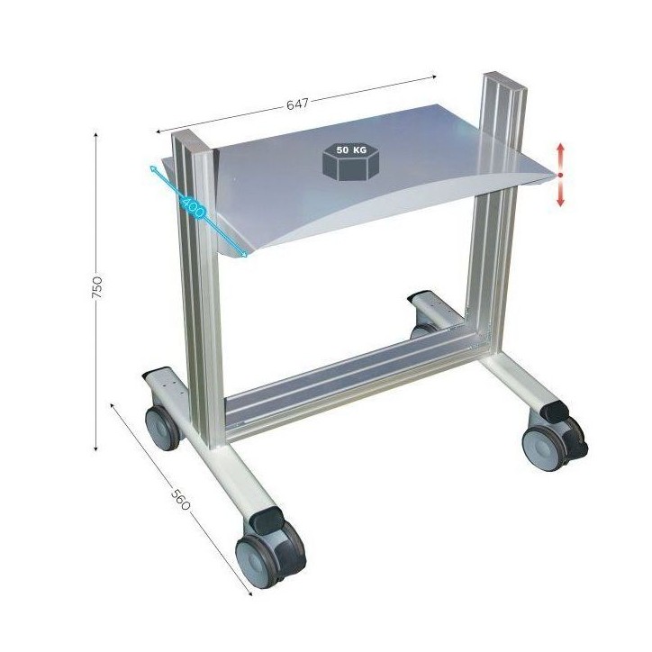 LEANPOST 100 porte bacs l 740 x P 560 x H 750 mm de 1 niveaux sur roulettes LEANPOST 100 porte bacs l 740 x P 560 x H 750 mm de 1 niveaux sur roulettes