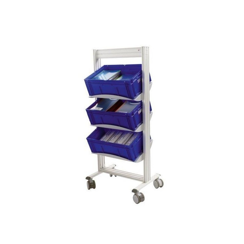 LEANPOST 600B porte bacs l 757 x P 560 x H 1600 mm de 3 niveaux sur roulettes LEANPOST 600B porte bacs l 757 x P 560 x H 1600 mm de 3 niveaux sur roulettes
