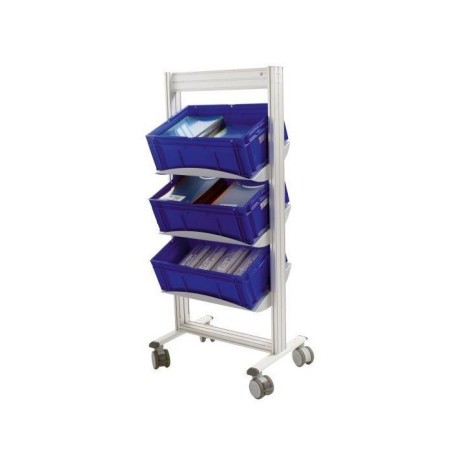 LEANPOST 600B – Porte-bacs 3 niveaux sur roulettes L 757 x P 560 x H 1600 mm