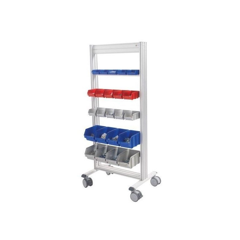 LEANPOST 600C porte bacs à bec l 757 x P 560 x H 1600 mm de 5 niveaux sur roulettes