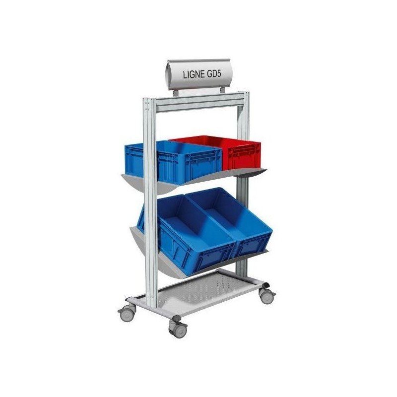 LEANPOST 900B porte bacs l 1000 x P 560 x H 1600 mm de 3 niveaux sur roulettes