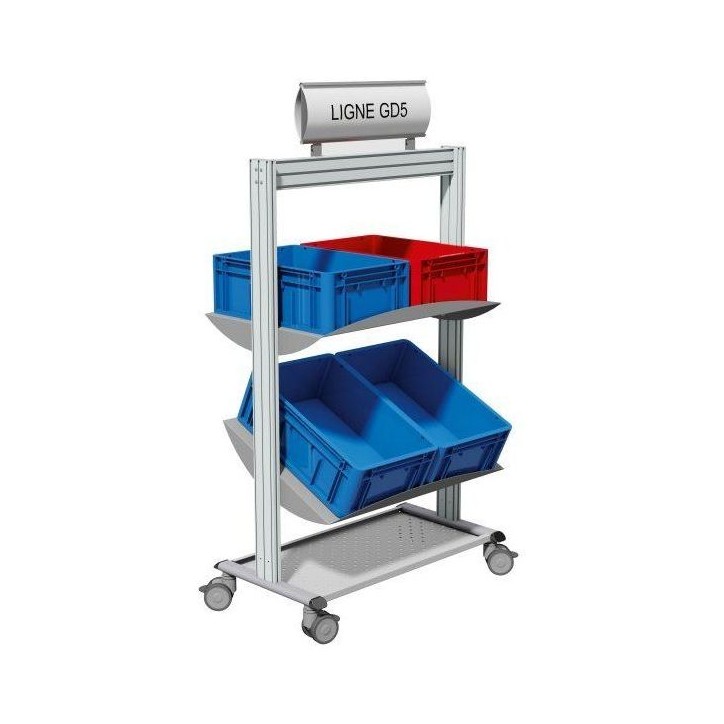 LEANPOST 900B porte bacs l 1000 x P 560 x H 1600 mm de 3 niveaux sur roulettes