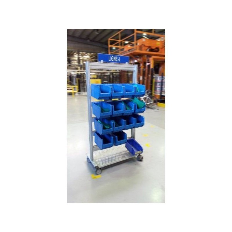 LEANPOST 900C porte bacs à bec l 1000 x P 560 x H 1600 mm de 6 niveaux sur roulettes