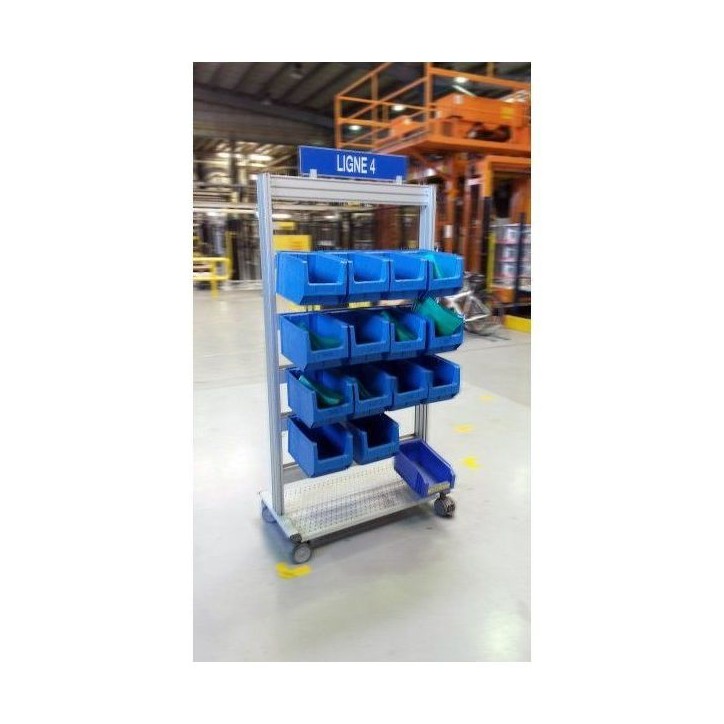 LEANPOST 900C porte bacs à bec l 1000 x P 560 x H 1600 mm de 6 niveaux sur roulettes