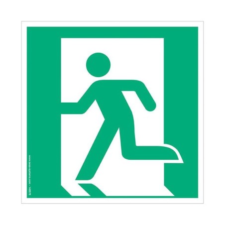 Pictogramme Sortie de secours à gauche E001 – Signalisation d’évacuation