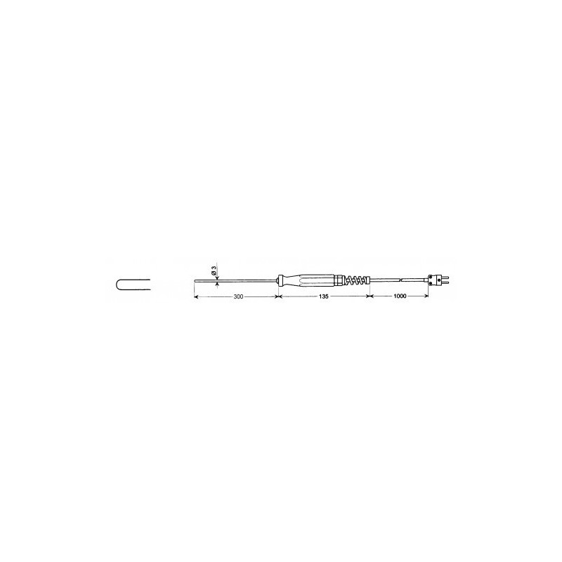 Sonde d’immersion GTF1200/300 – Thermocouple sous gaine flexible Inconel Ø3 mm L 300 mm