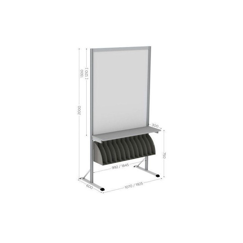 120730 : MOD'SELF l 1070 mm email 800° avec etagère et coffrets classeurs