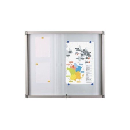 416292 : Vitrine affichage intérieur à portes coulissantes l 2017 x H 980 mm Ep. 50 mm