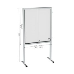 120210  : Mod info sur pieds central l 1056 x H 2000 mm avec portes en pmma et fond tôle blanche vernie