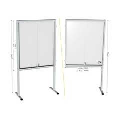 Mod’Info vitrine sur pieds central – L 1909 x H 2000 mm – Portes PMMA et fond tôle blanche vernie