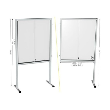 120212 : Mod'info vitrine sur pieds extension l 1056 x H 2000 mm avec portes en pmma et fond tôle blanche vernie