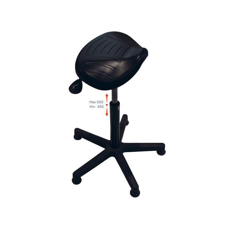 TABOURET D'ATELIER D H assise en polyurethane noir