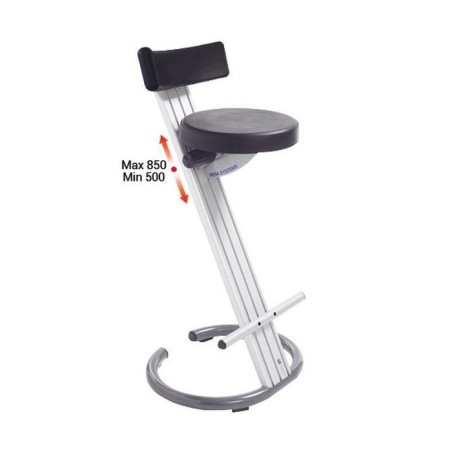 Assis-debout d’atelier Confort – Dossier réglable et repose-pieds pour usage professionnel