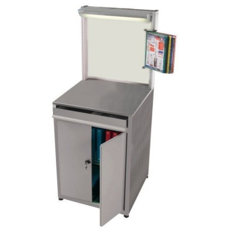 517900 - QUALIPOST 750 INOX l avec fond tôle blanche vernie et rangement inférieur