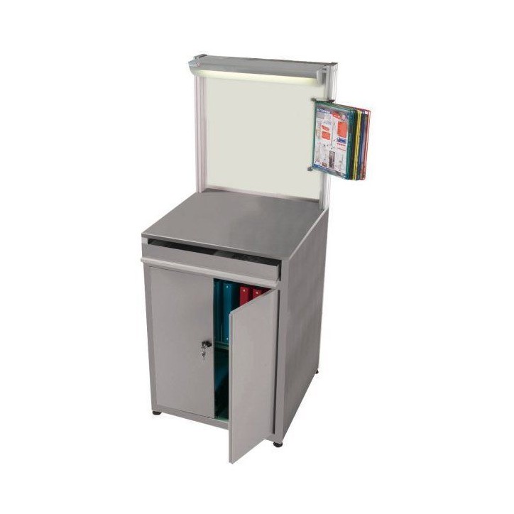 QUALIPOST 750 INOX l avec fond tôle blanche vernie et rangement inférieur