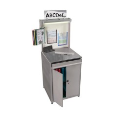 QUALIPOST 750 INOX l avec fond tôle blanche vernie et rangement inférieur