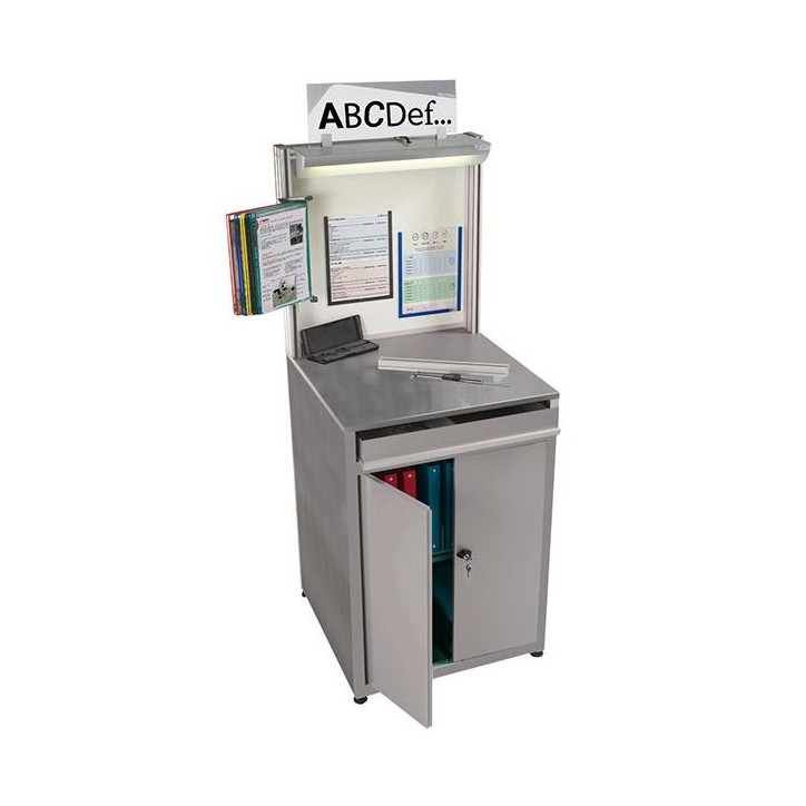 QUALIPOST 750 INOX l avec fond tôle blanche vernie et rangement inférieur