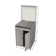 517900 - QUALIPOST 750 INOX l avec fond tôle blanche vernie et rangement inférieur