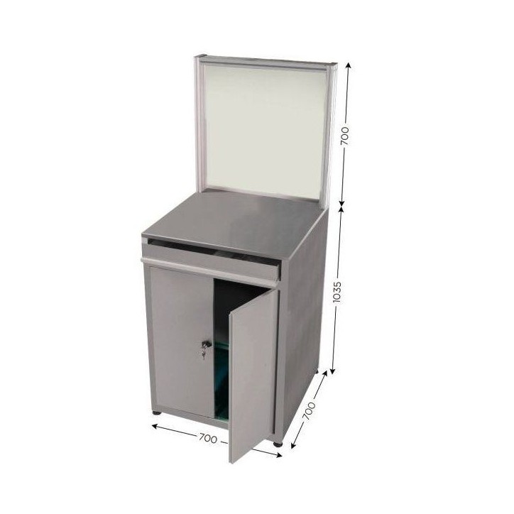 QUALIPOST 750 INOX l avec fond tôle blanche vernie et rangement inférieur