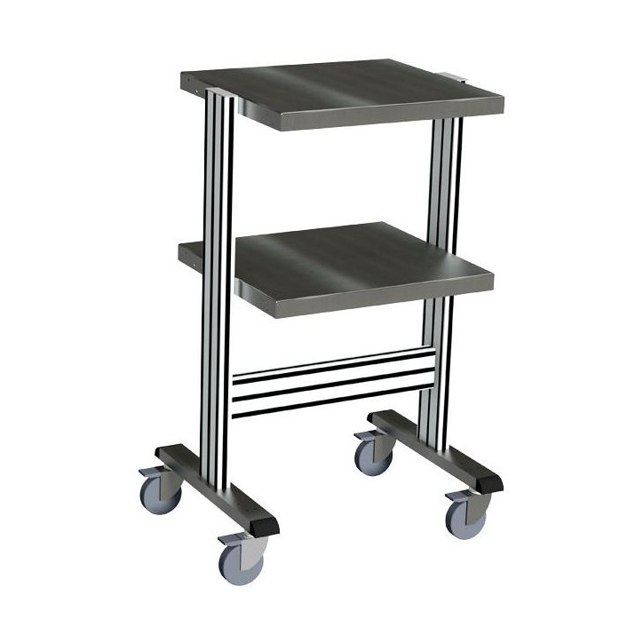 DESSERTE PICKING INOX |2 niveaux sur roulettes