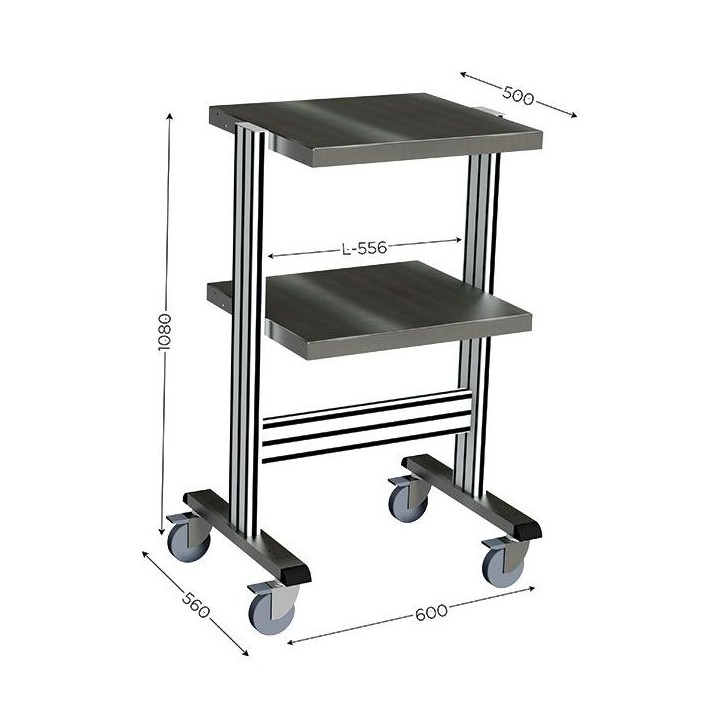 DESSERTE PICKING INOX |2 niveaux sur roulettes