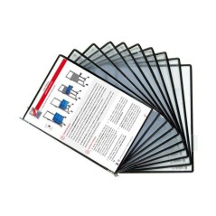 370206 - Lot de 10 pochettes INOX anti-statique A4 noir à pivots