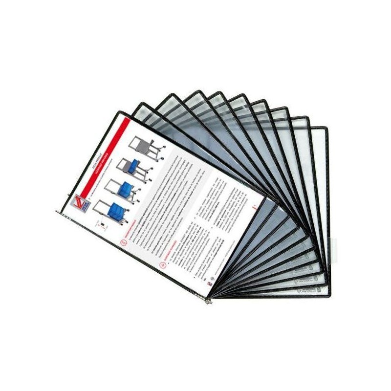370206 - Lot de 10 pochettes INOX anti-statique A4 noir à pivots 370206 - Lot de 10 pochettes INOX anti-statique A4 noir à pivots