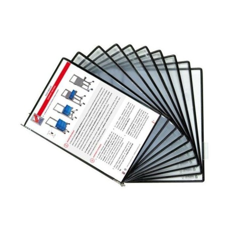 370206 - Lot de 10 pochettes INOX anti-statique A4 noir à pivots