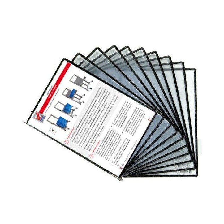 Lot de 10 pochettes INOX anti-statique A4 noir à pivots