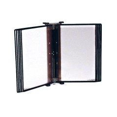 DOCAFLEX MURAL INOX – 10 poches antistatiques A4 noir à pivots avec butées