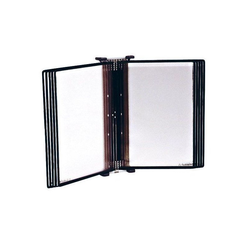DOCAFLEX MURAL INOX 10 poches antistatiques A4 noir a pivots avec 4 butées