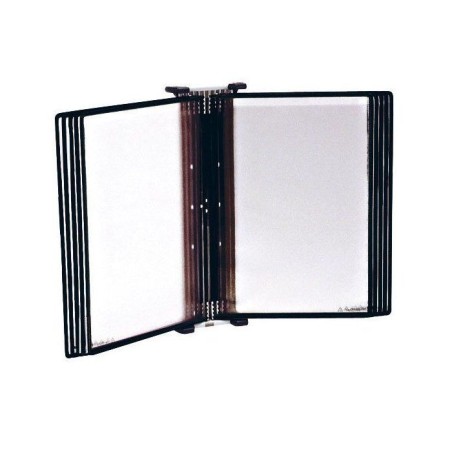 DOCAFLEX MURAL INOX – 10 poches antistatiques A4 noir à pivots avec butées