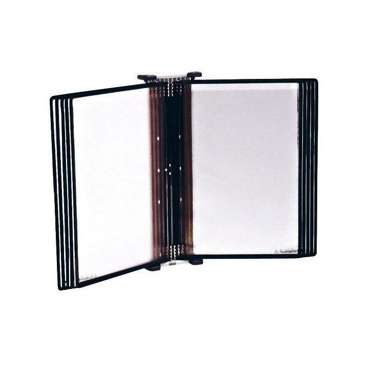 DOCAFLEX MURAL INOX 10 poches antistatiques A4 noir a pivots avec 4 butées