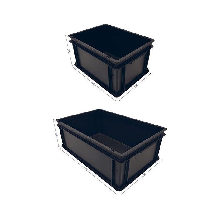 BAC PLASTIQUE ESD noir l 600 mm