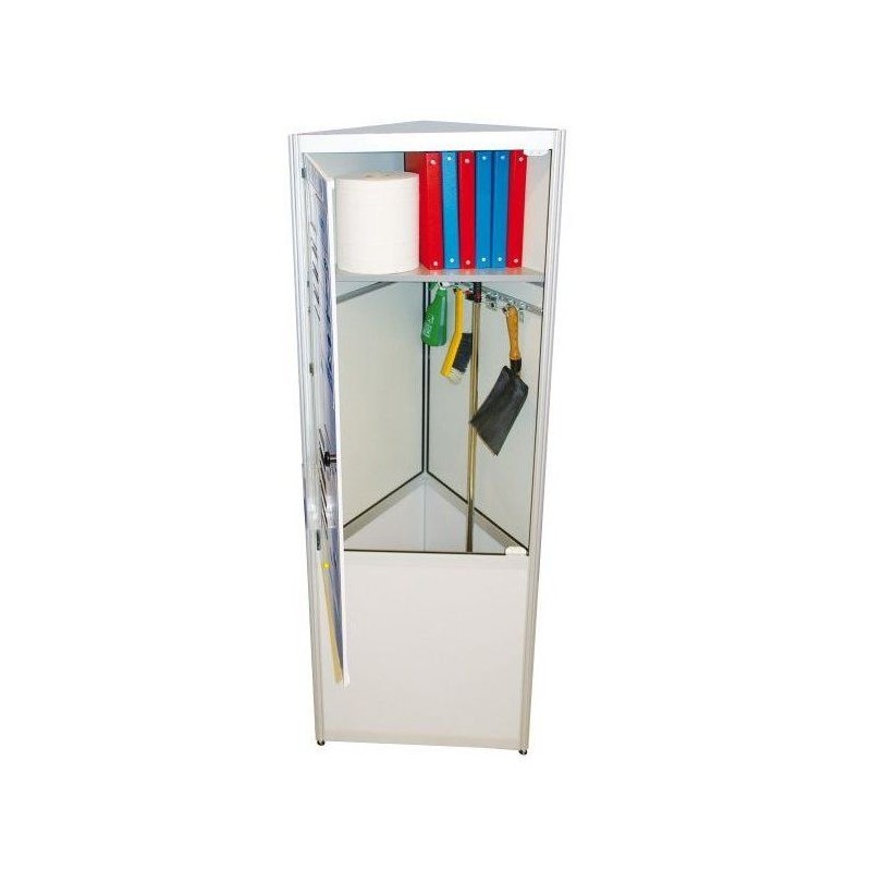 Trispace C l 720 x H 2000 mm tôle blanche vernie et rangement intérieur Trispace C l 720 x H 2000 mm tôle blanche vernie et rangement intérieur