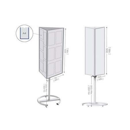 119510 : Top'info 3 faces LARGE l 720 x H 1205 mm tôle blanche vernie