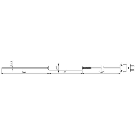 Sonde de température cœur et alimentaire 1,5 mm avec poignée compacte en téflon