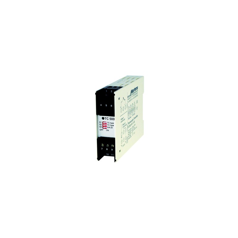 Transducteur de thermocouple TC500 – Types J, K, S – Sortie 0/4..20 mA ou 0/2..10 V – Réglages précis