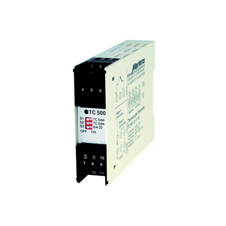 Transducteur de thermocouple TC500 – Types J, K, S – Sortie 0/4..20 mA ou 0/2..10 V – Réglages précis