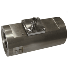 Transmetteur de débit LABO-HR2VE-I/U/F/C | Débitmètre pour fluides visqueux – DN 32 à 50 – Jusqu’à 160 l/min – Laiton