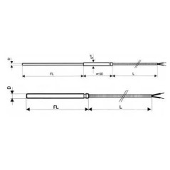 Sonde de température industrielle GTF101 – Ø 3 mm, câble silicone, FL 100 mm, L 1 m